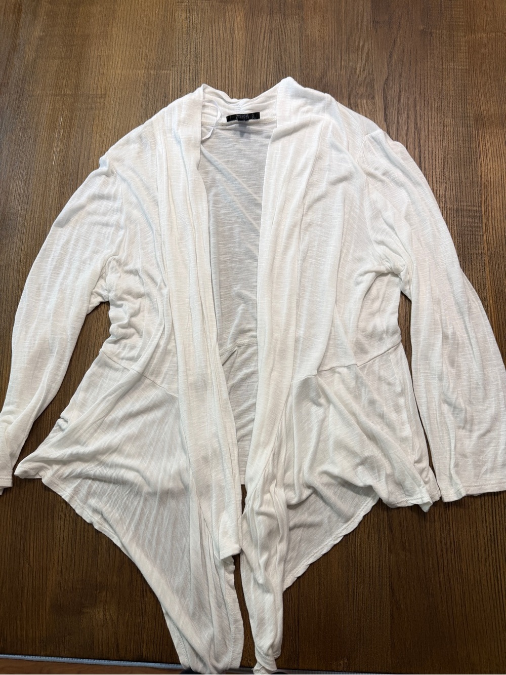 AGB Lightweight Open-Front Drape Cardigan in White